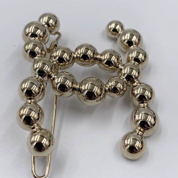 Authentic Chanel CC Light gold hardware Logo Hair Clip BRAND NEW - Picture 4 of 7
